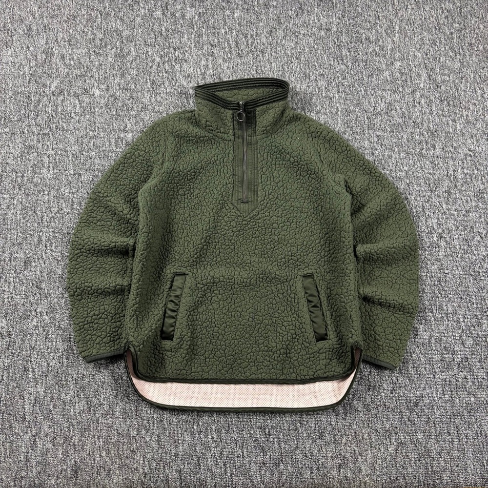 Preppy Y2K Abercrombie & Fitch Sherpa Fleece Quarter Zip Pullover Green Small